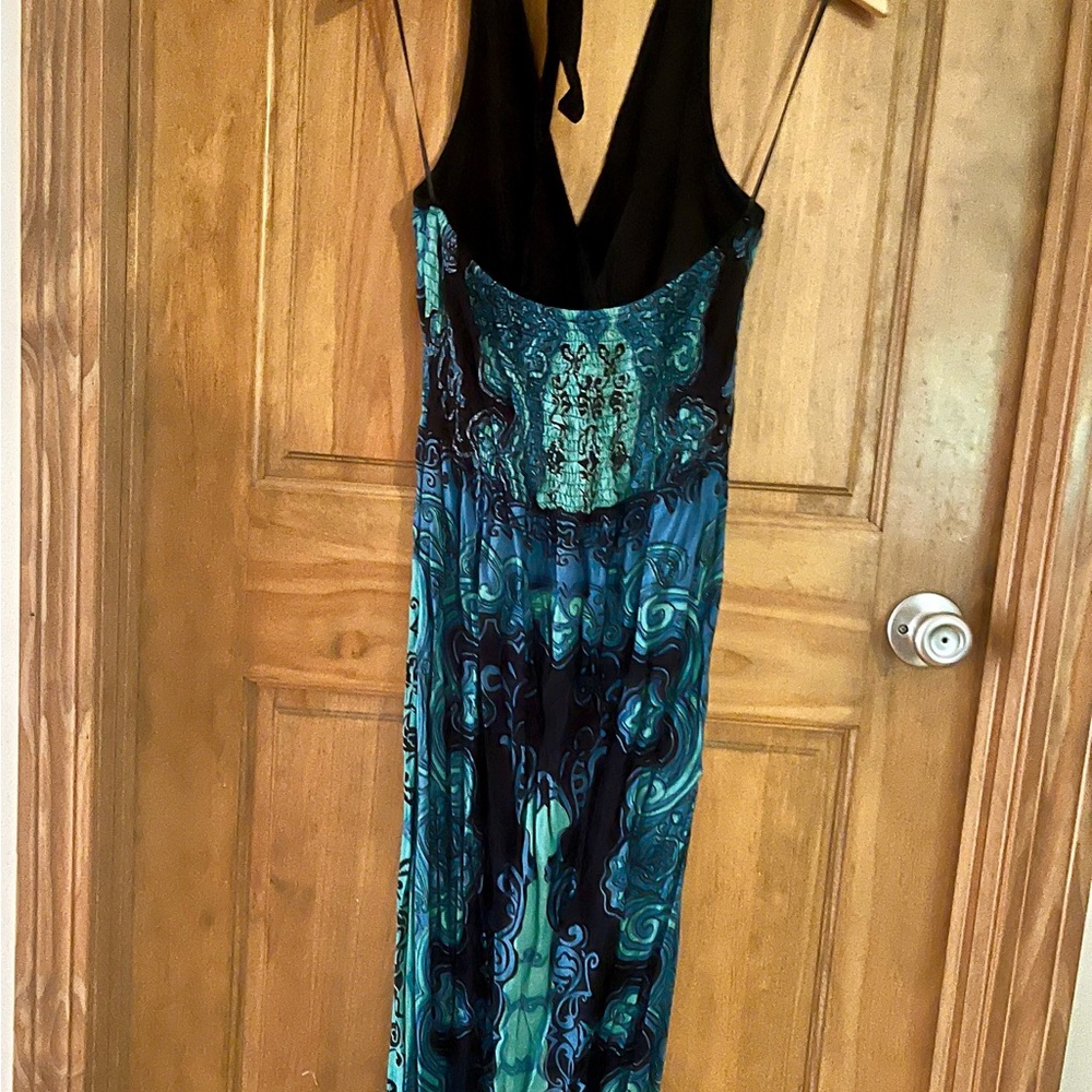 Angie Teal and Black Patterned Maxi Dress - Picture 2 of 3